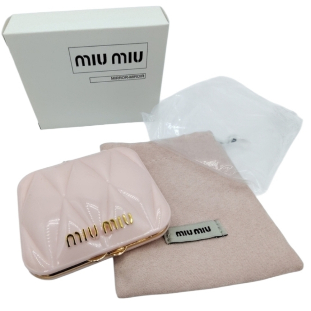 NIB Miu Miu Pink Matelassé Compact Mirror Dust Bag Box VIP GWP Beauty - Picture 5 of 7